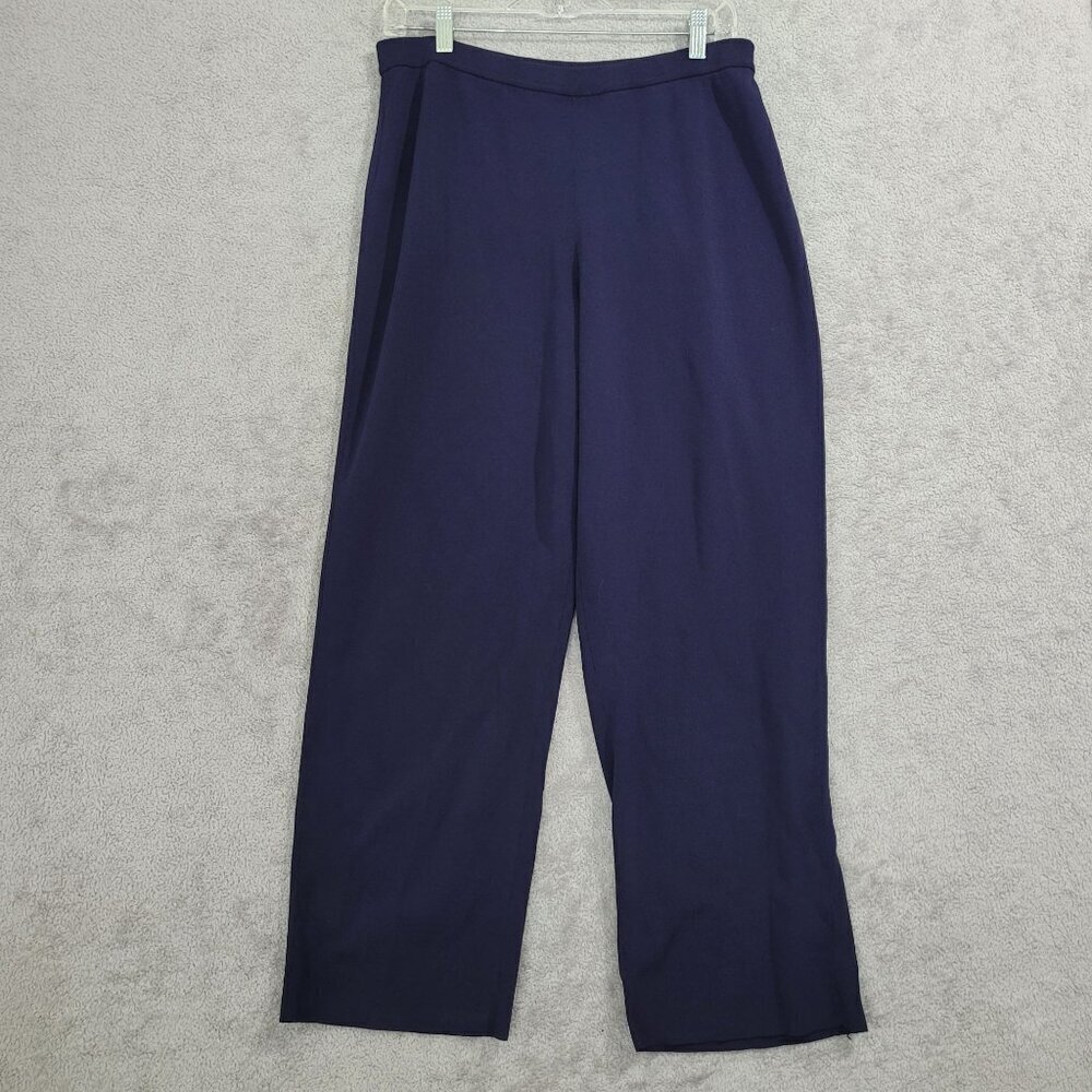 Chico's Navy Womens Pants Size 2/L Wide Leg Rayon Blend  Pull on JCT